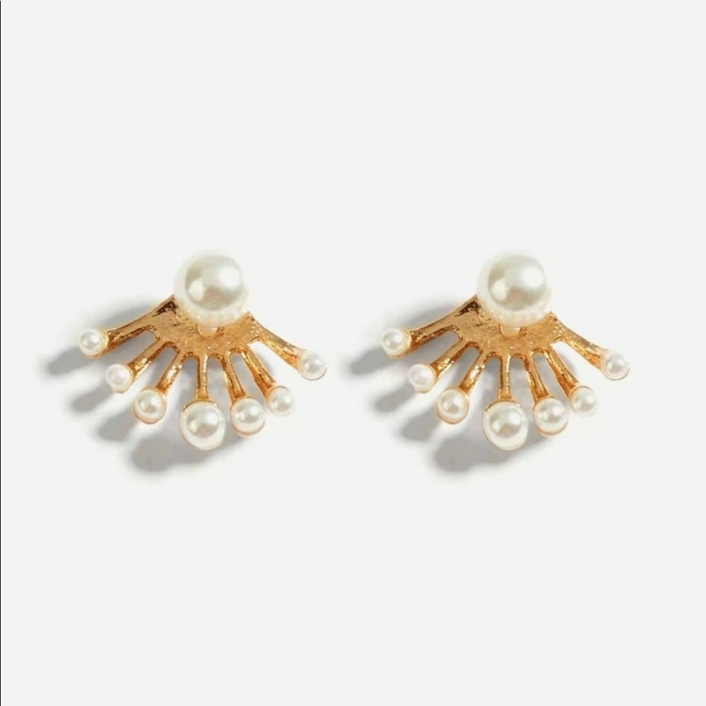 • Dorothy • Faux Pearl Swing Stud Earrings - Picture 2 of 4
